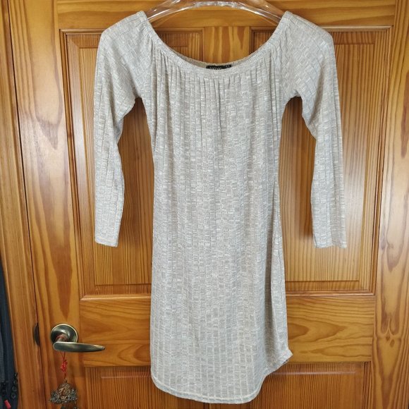Boohoo Dresses & Skirts - BooHoo Ribbed Off Shoulder Midi Sweater Dress 10